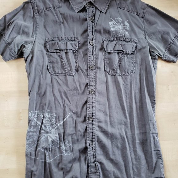 Red Squad casual Mens cotton short sleeve button up shirt, size XS - Picture 5 of 6